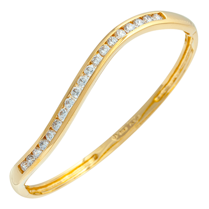 Picture of Wavy Half Eternity Bangle Gold Plated