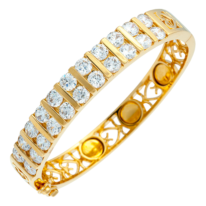 Picture of CZ Bio Magnetic Heart Bangle Gold Plated