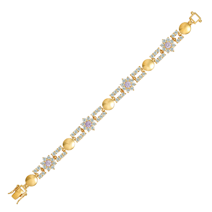 Picture of CZ Flower Bio Magnetic Bracelet Gold Plated (16.5cm)