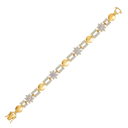 Picture of CZ Flower Bio Magnetic Bracelet Gold Plated