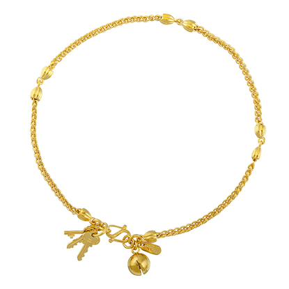 Picture of Key Anklet in Wheat Chain Gold Plated (25cm)