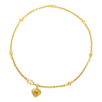 Picture of Heart Cable Chain Anklet Gold Plated with Round Disc