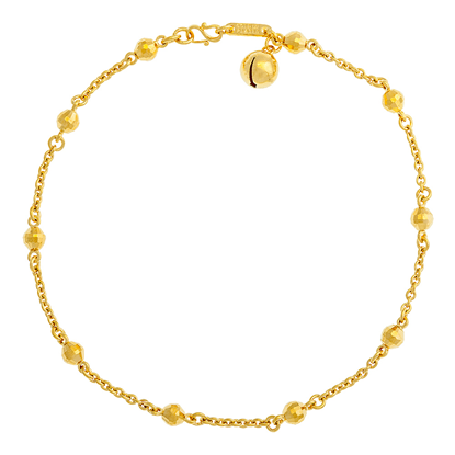Picture of Beaded Cable Chain Anklet Gold Plated
