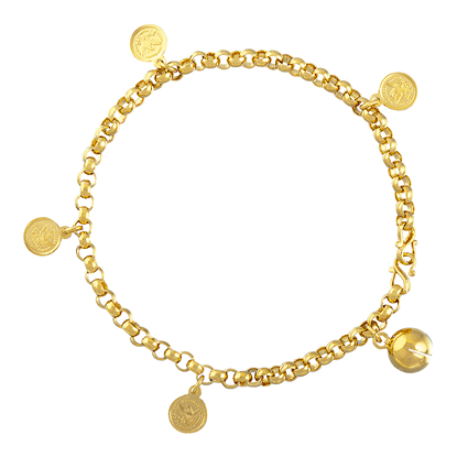 Picture of Medallion Coin Chain Anklet Gold Plated for Kids