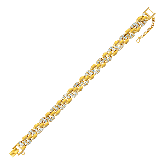 Picture of CZ Alternating Mini Oval Link Bracelet Gold Plated (15.5cm)