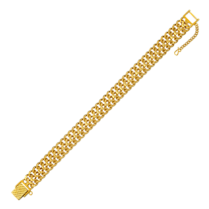 Picture of Double Curb Chain Link Bracelet Gold Plated (16.5cm)