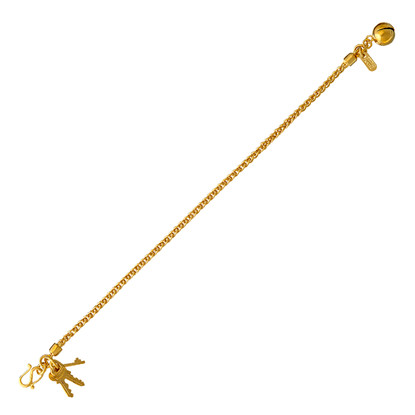 Picture of Keys Curb Chain Bracelet Gold Plated with Bell Charm (15.5cm)