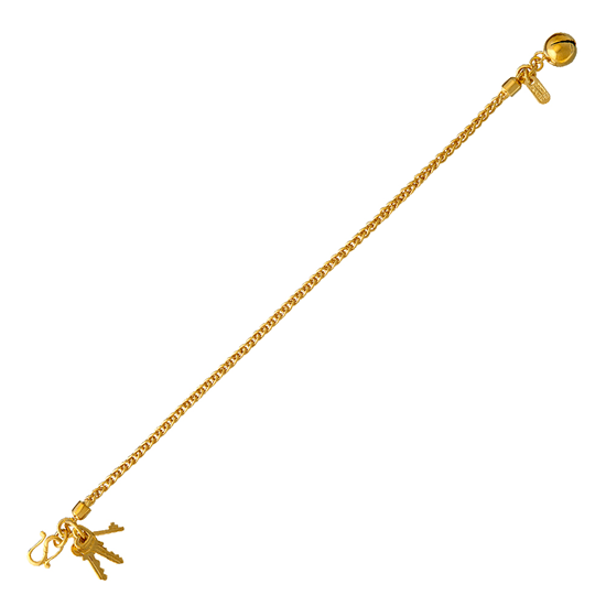 Picture of Keys Curb Chain Bracelet Gold Plated with Bell Charm (15.5cm)