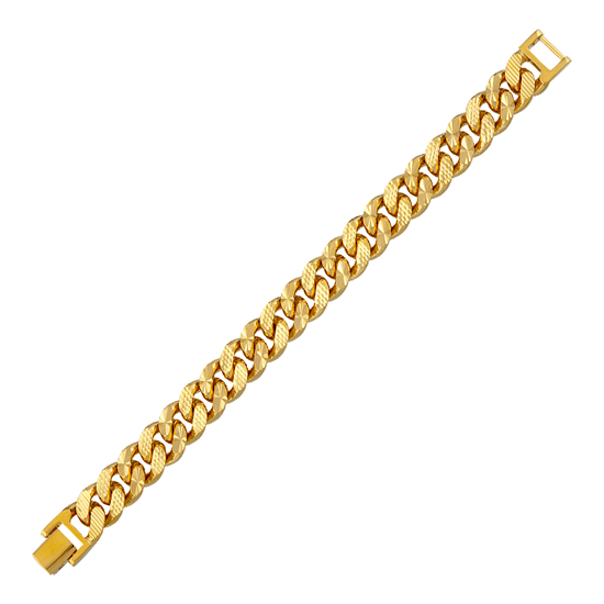 Picture of Thick Mix Textured Cuban Chain Bracelet Gold Plated (Gajah)