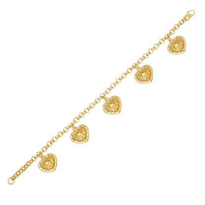 Picture of Double Heart Chain Bracelet Gold Plated (Kendi Love