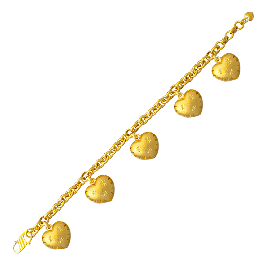 Picture of Dangle Starry Heart Chain Bracelet Gold Plated