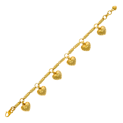Picture of Heart Bamboo Chain Bracelet Gold Plated (Buluh Love Pasir) (16.5cm)
