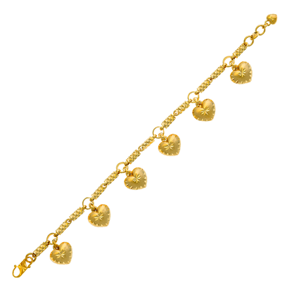 Picture of Heart Bamboo Chain Bracelet Gold Plated (Buluh Love Pasir)