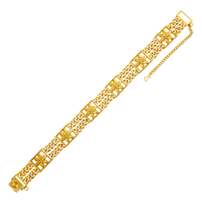 Picture of Square Flower Double Link Chain Bracelet Gold Plated