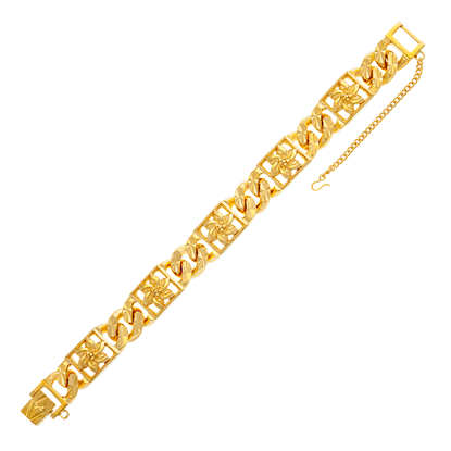 Picture of Square Flower Thick Cuban Chain Bracelet Gold Plated