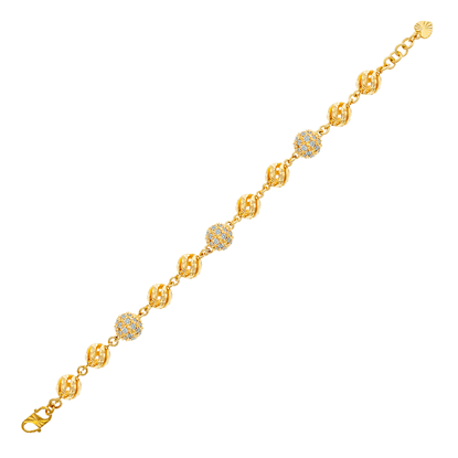 Picture of Spiral CZ Ball Chain Bracelet Gold Plated (Bola CZ) (16.5cm)