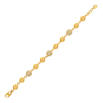 Picture of Spiral CZ Ball Chain Bracelet Gold Plated (Bola CZ)