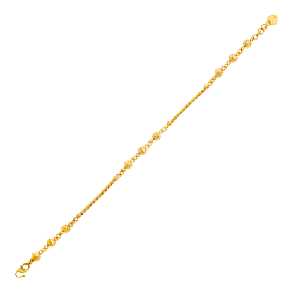 Picture of Rope Chain Bracelet Gold Plated with Bead Balls (15.5-16.5cm)