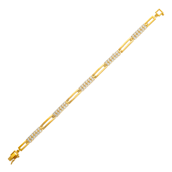 Picture of Minimalist CZ Pave Bar Bracelet Gold Plated (16.5cm)