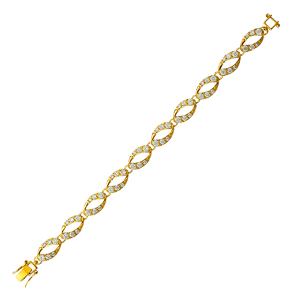 Picture of Double Wave CZ Open Leaf Bracelet Gold Plated