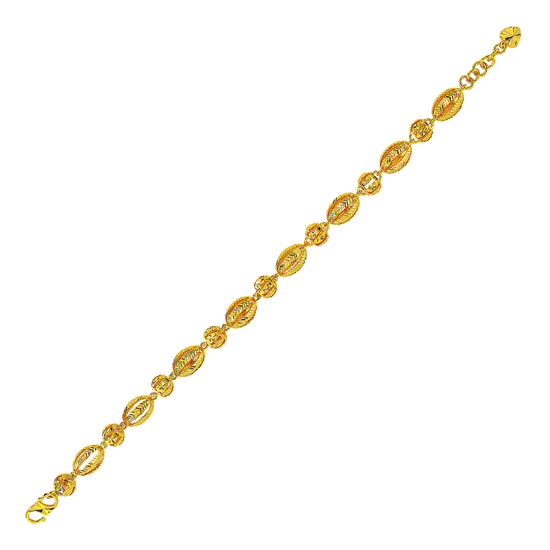 Picture of Alternating Bead Ball Link Bracelet Gold Plated