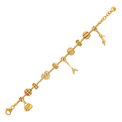 Picture of Mini Fashion Icon Charm Bracelet Gold Plated Snake Chain (16-16.5cm)