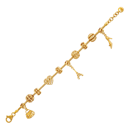 Picture of Mini Fashion Icon Charm Bracelet Gold Plated Snake Chain