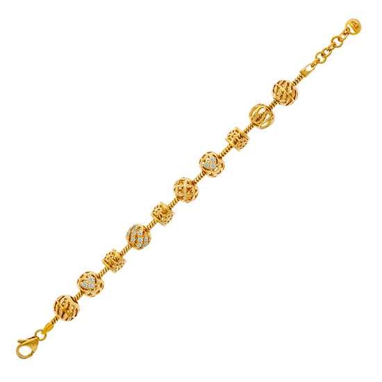 Picture of Mix CZ Ball Bead Charm Bracelet Gold Plated