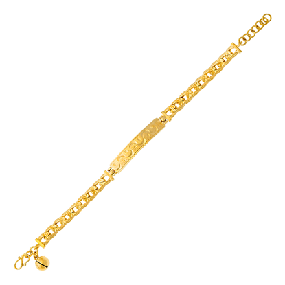 Picture of Engraved Tag Curb Chain Bracelet Gold Plated for Kids