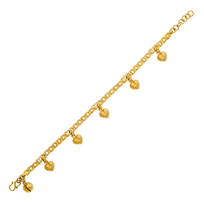 Picture of Minimalist Heart Curb Chain Bracelet Gold Plated for Kids (13.5-15cm)