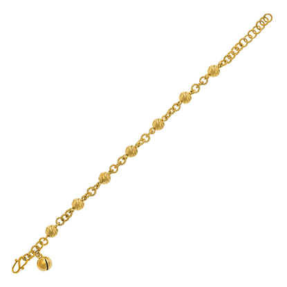 Picture of Bead Ball Textured Chain Bracelet Gold Plated for Kids