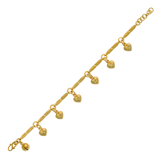 Picture of Starry Heart Bamboo Chain Bracelet Gold Plated for Kids (13.5-15cm)