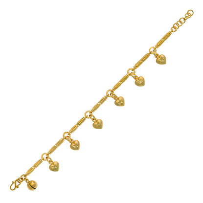 Picture of Starry Heart Bamboo Chain Bracelet Gold Plated for Kids