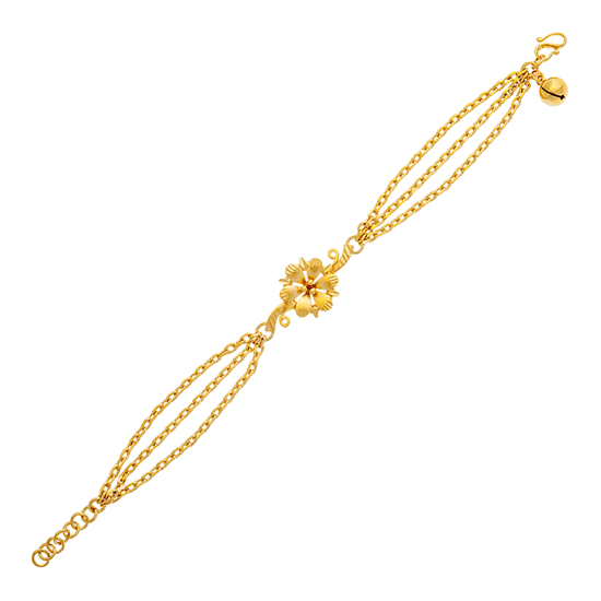 Picture of Flower Charm Three Layers Chain Bracelet Gold Plated