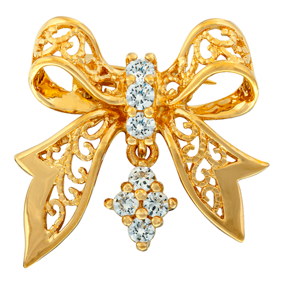 Picture of Cute Ribbon Brooch Gold Plated