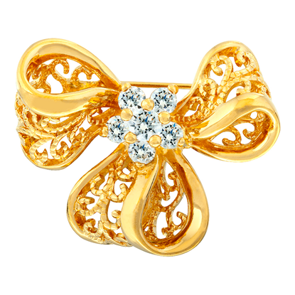 Picture of Vintage Three Petal Bow Brooch Gold Plated