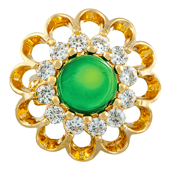 Picture of Green CZ Flower Brooch Gold Plated