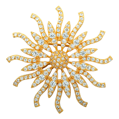 Picture of Round Flaming Sun Brooch Gold Plated