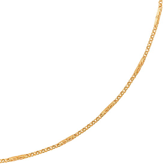 Picture of Mix Bamboo & Round Link Chain Necklace Gold Plated (Kendi Rotan)