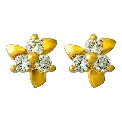 Picture of Three Petal Flower Stud Earrings Gold Plated