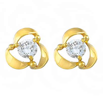 Picture of CZ Twisted Petals Stud Earrings Gold Plated