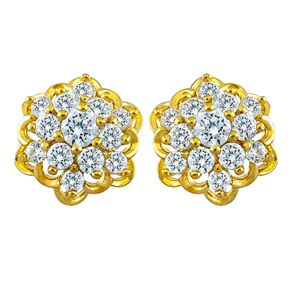 Picture of CZ Cluster Flower Stud Earrings Gold Plated