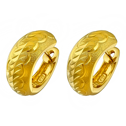 Picture of Bold Double Wave Huggies Hoop Earrings Gold Plated