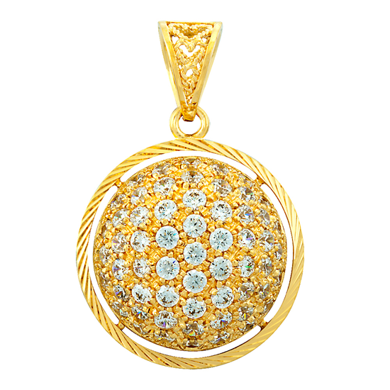 Picture of Vintage Medallion Half Ball Pendant Gold Plated with Flower Filigree