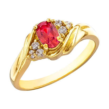 Picture of Red CZ Soft Twist Ring Gold Plated