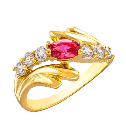 Picture of Red CZ Bypass Promise Ring Gold Plated