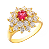Picture of Red CZ Sunflower Ring Gold Plated