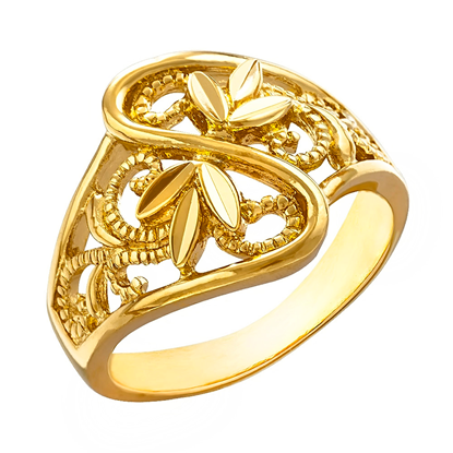 Picture of Wide Filigree Flower Ring Gold Plated