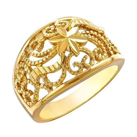 Picture of Vintage Flower Signet Ring Band Gold Plated