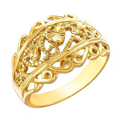 Picture of Vintage Heart Signet Ring Band Gold Plated